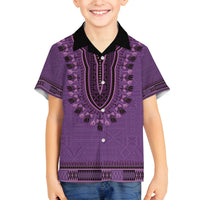 Purple African Dashiki With Fijian Tapa Pattern Family Matching Off The Shoulder Long Sleeve Dress and Hawaiian Shirt LT14 Son's Shirt Purple - Polynesian Pride