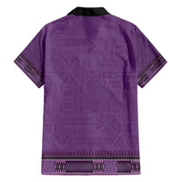 Purple African Dashiki With Fijian Tapa Pattern Family Matching Short Sleeve Bodycon Dress and Hawaiian Shirt LT14 - Polynesian Pride