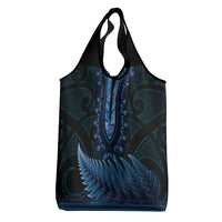 Blue African Dashiki With Aotearoa Maori Grocery Bag Paua Shell Mix Silver Fern