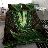 Lime Green African Dashiki With Aotearoa Maori Bedding Set Paua Shell Mix Silver Fern