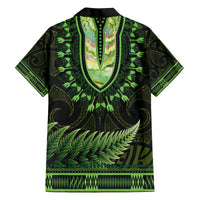 Lime Green African Dashiki With Aotearoa Maori Family Matching Tank Maxi Dress and Hawaiian Shirt Paua Shell Mix Silver Fern LT14 - Polynesian Pride