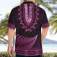Pink African Dashiki With Aotearoa Maori Hawaiian Shirt Paua Shell Mix Silver Fern