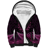 Pink African Dashiki With Aotearoa Maori Sherpa Hoodie Paua Shell Mix Silver Fern LT14 Unisex Pink - Polynesian Pride
