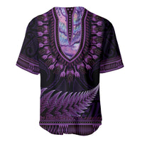 Purple African Dashiki With Aotearoa Maori Baseball Jersey Paua Shell Mix Silver Fern