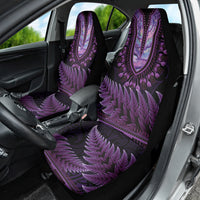 Purple African Dashiki With Aotearoa Maori Car Seat Cover Paua Shell Mix Silver Fern