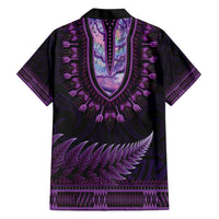 Purple African Dashiki With Aotearoa Maori Hawaiian Shirt Paua Shell Mix Silver Fern LT14 - Polynesian Pride