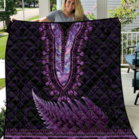 Purple African Dashiki With Aotearoa Maori Quilt Paua Shell Mix Silver Fern