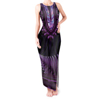 Purple African Dashiki With Aotearoa Maori Tank Maxi Dress Paua Shell Mix Silver Fern LT14 Women Purple - Polynesian Pride