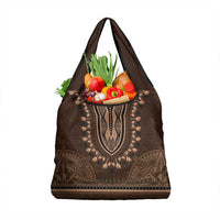 Brown African Dashiki With Tonga Ngatu Pattern Grocery Bag