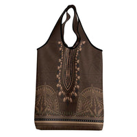 Brown African Dashiki With Tonga Ngatu Pattern Grocery Bag