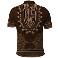 Brown African Dashiki With Tonga Ngatu Pattern Polo Shirt