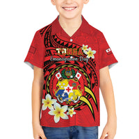 Personalised Tonga Emancipation Day Family Matching Tank Maxi Dress and Hawaiian Shirt Tongan Ngatu Pattern - Red Version