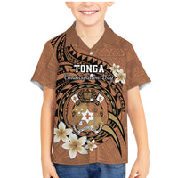 Personalised Tonga Emancipation Day Family Matching Mermaid Dress and Hawaiian Shirt Tongan Ngatu Pattern - Brown Version