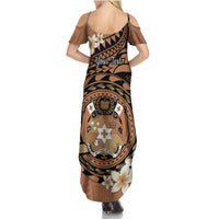 Personalised Tonga Emancipation Day Family Matching Summer Maxi Dress and Hawaiian Shirt Tongan Ngatu Pattern - Brown Version
