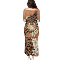 Personalised Tonga Emancipation Day Puletasi Tongan Ngatu Pattern - Brown Version LT14 - Polynesian Pride