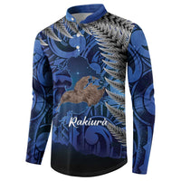 New Zealand Stewart Island Button Sweatshirt Rakiura Kiwi Maori Glowing Sky LT14 - Polynesian Pride
