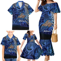 New Zealand Stewart Island Family Matching Mermaid Dress and Hawaiian Shirt Rakiura Kiwi Maori Glowing Sky