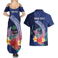 Personalised Guam Liberation Day Couples Matching Summer Maxi Dress and Hawaiian Shirt Happy 80th Anniversary Fish Hook Mix Tropical Flowers LT14 - Polynesian Pride