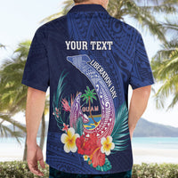 Personalised Guam Liberation Day Hawaiian Shirt Happy 80th Anniversary Fish Hook Mix Tropical Flowers