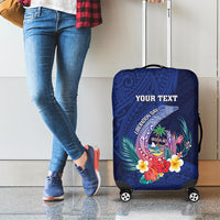 Personalised Guam Liberation Day Luggage Cover Happy 80th Anniversary Fish Hook Mix Tropical Flowers LT14 - Polynesian Pride