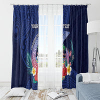 Personalised Guam Liberation Day Window Curtain Happy 80th Anniversary Fish Hook Mix Tropical Flowers