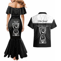 Guam Liberation Day Couples Matching Mermaid Dress and Hawaiian Shirt Biba Guahan Chamorro 80th Anniversary - Black LT14 - Polynesian Pride