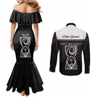 Guam Liberation Day Couples Matching Mermaid Dress and Long Sleeve Button Shirt Biba Guahan Chamorro 80th Anniversary - Black LT14 - Polynesian Pride