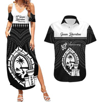 Guam Liberation Day Couples Matching Summer Maxi Dress and Hawaiian Shirt Biba Guahan Chamorro 80th Anniversary - Black LT14 Black - Polynesian Pride