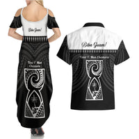 Guam Liberation Day Couples Matching Summer Maxi Dress and Hawaiian Shirt Biba Guahan Chamorro 80th Anniversary - Black LT14 - Polynesian Pride