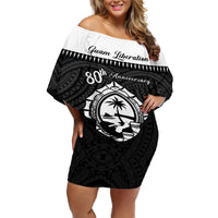Guam Liberation Day Off Shoulder Short Dress Biba Guahan Chamorro 80th Anniversary - Black LT14 Women Black - Polynesian Pride
