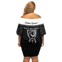Guam Liberation Day Off Shoulder Short Dress Biba Guahan Chamorro 80th Anniversary - Black