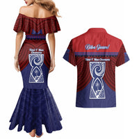 Guam Liberation Day Couples Matching Mermaid Dress and Hawaiian Shirt Biba Guahan Chamorro 80th Anniversary - Blue LT14 - Polynesian Pride