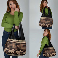 Black Samoa Siapo Teuila Flowers Grocery Bag