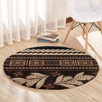Black Samoa Siapo Teuila Flowers Round Carpet