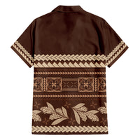 Brown Samoa Siapo Teuila Flowers Family Matching Short Sleeve Bodycon Dress and Hawaiian Shirt