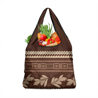 Brown Samoa Siapo Teuila Flowers Grocery Bag