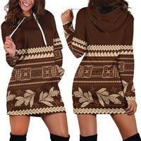 Brown Samoa Siapo Teuila Flowers Hoodie Dress