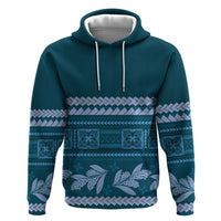 Dark Cyan Samoa Siapo Teuila Flowers Zip Hoodie