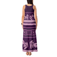 Purple Samoa Siapo Teuila Flowers Tank Maxi Dress