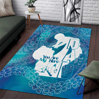 Turquoise Polynesia Father's Day Area Rug Dad You Are My Hero