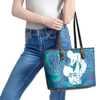 Turquoise Polynesia Father's Day Leather Tote Bag Dad You Are My Hero