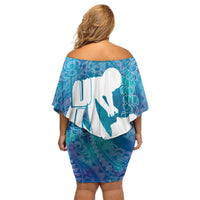 Turquoise Polynesia Father's Day Off Shoulder Short Dress Dad You Are My Hero