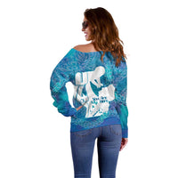 Turquoise Polynesia Father's Day Off Shoulder Sweater Dad You Are My Hero