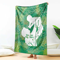 Green Polynesia Father's Day Blanket Dad You Are My Hero