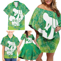 Green Polynesia Father's Day Family Matching Off Shoulder Short Dress and Hawaiian Shirt Dad You Are My Hero LT14 - Polynesian Pride