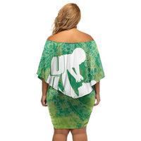 Green Polynesia Father's Day Family Matching Off Shoulder Short Dress and Hawaiian Shirt Dad You Are My Hero LT14 - Polynesian Pride
