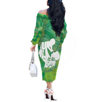 Green Polynesia Father's Day Off The Shoulder Long Sleeve Dress Dad You Are My Hero