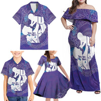 Purple Polynesia Father's Day Family Matching Off Shoulder Maxi Dress and Hawaiian Shirt Dad You Are My Hero LT14 - Polynesian Pride