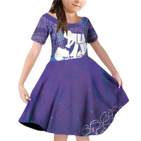 Purple Polynesia Father's Day Family Matching Off Shoulder Short Dress and Hawaiian Shirt Dad You Are My Hero LT14 Daughter's Dress Purple - Polynesian Pride