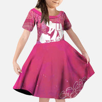 Pink Polynesia Father's Day Family Matching Mermaid Dress and Hawaiian Shirt Dad You Are My Hero LT14 Daughter's Dress Pink - Polynesian Pride
